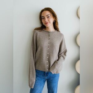 Elegant Women's Cardigan Sweater - Brown